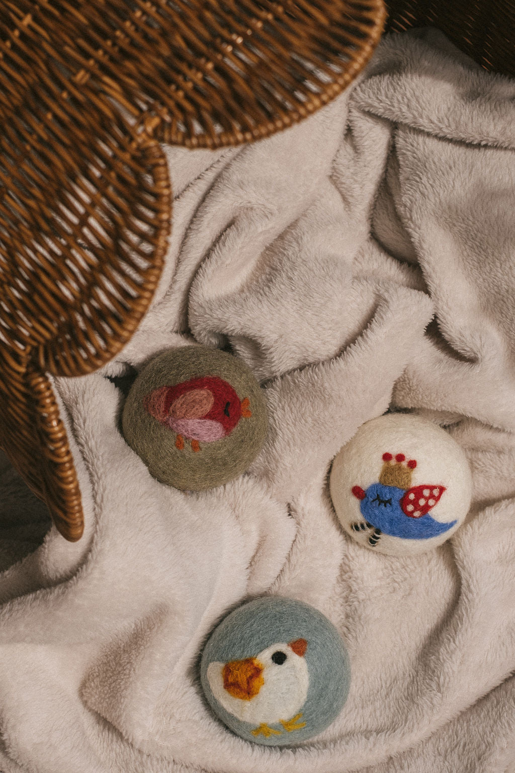 White Bird wool dryer ball, in use photo