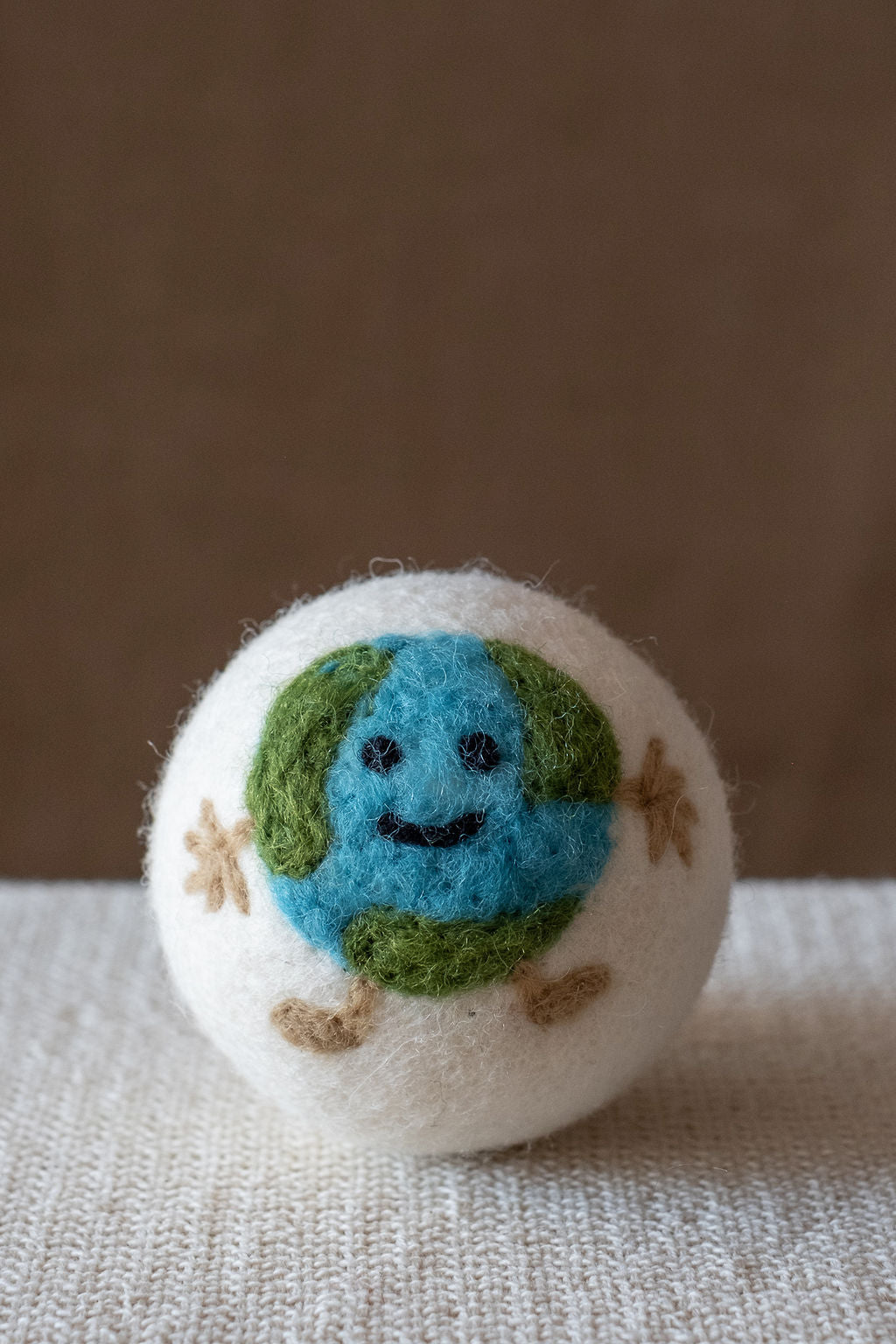 Earth wool dryer ball, studio photo