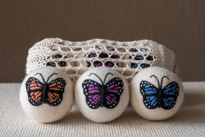Butterflies set wool dryer ball, theme photo