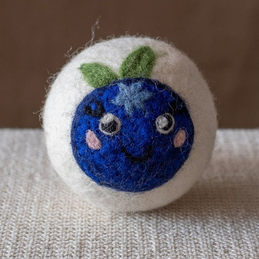Blueberry wool dryer ball, square crop