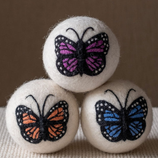 Butterflies set wool dryer ball, square crop