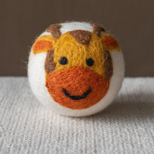 Giraffe wool dryer ball, square crop