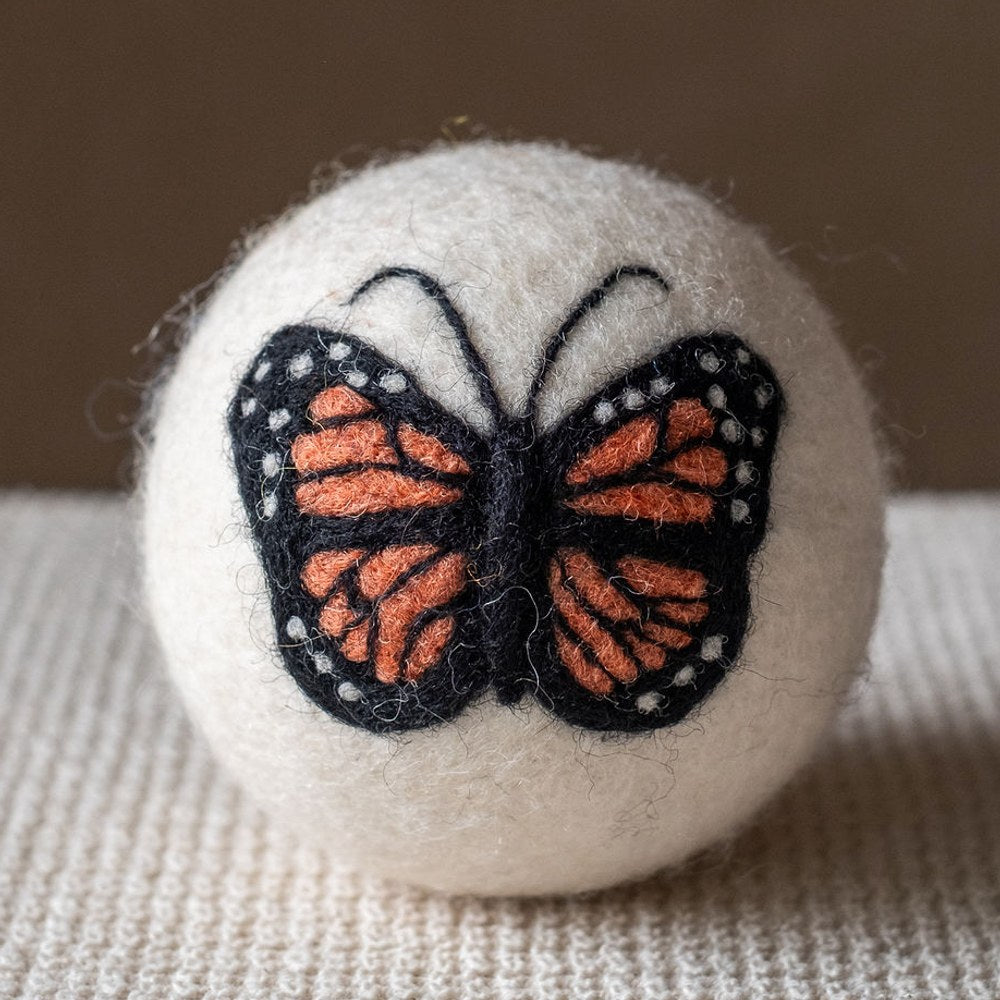 Golden Butterfly wool dryer ball, square crop
