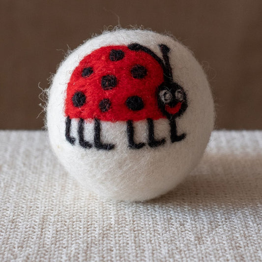 Lady Bug with Legs wool dryer ball, square crop