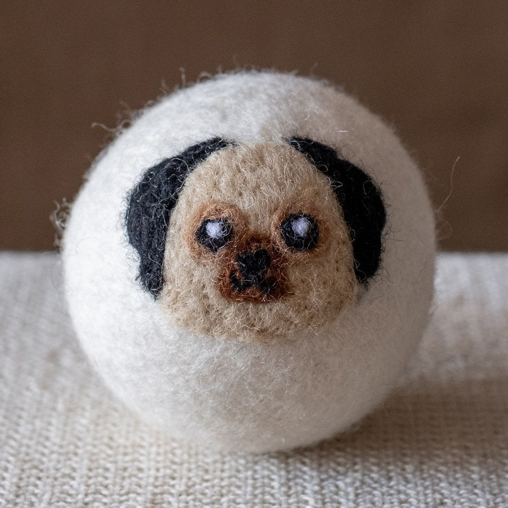 Pug wool dryer ball, square crop